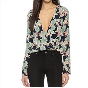 40. For Love and Lemons tropical print Aloha Top Bird of Paradise sizeS